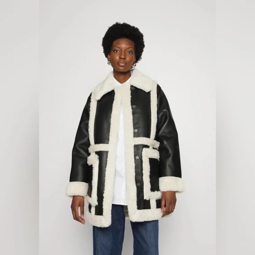 Abercrombie & Fitch Sherpa Lined Shearling Faux Leather Jacket